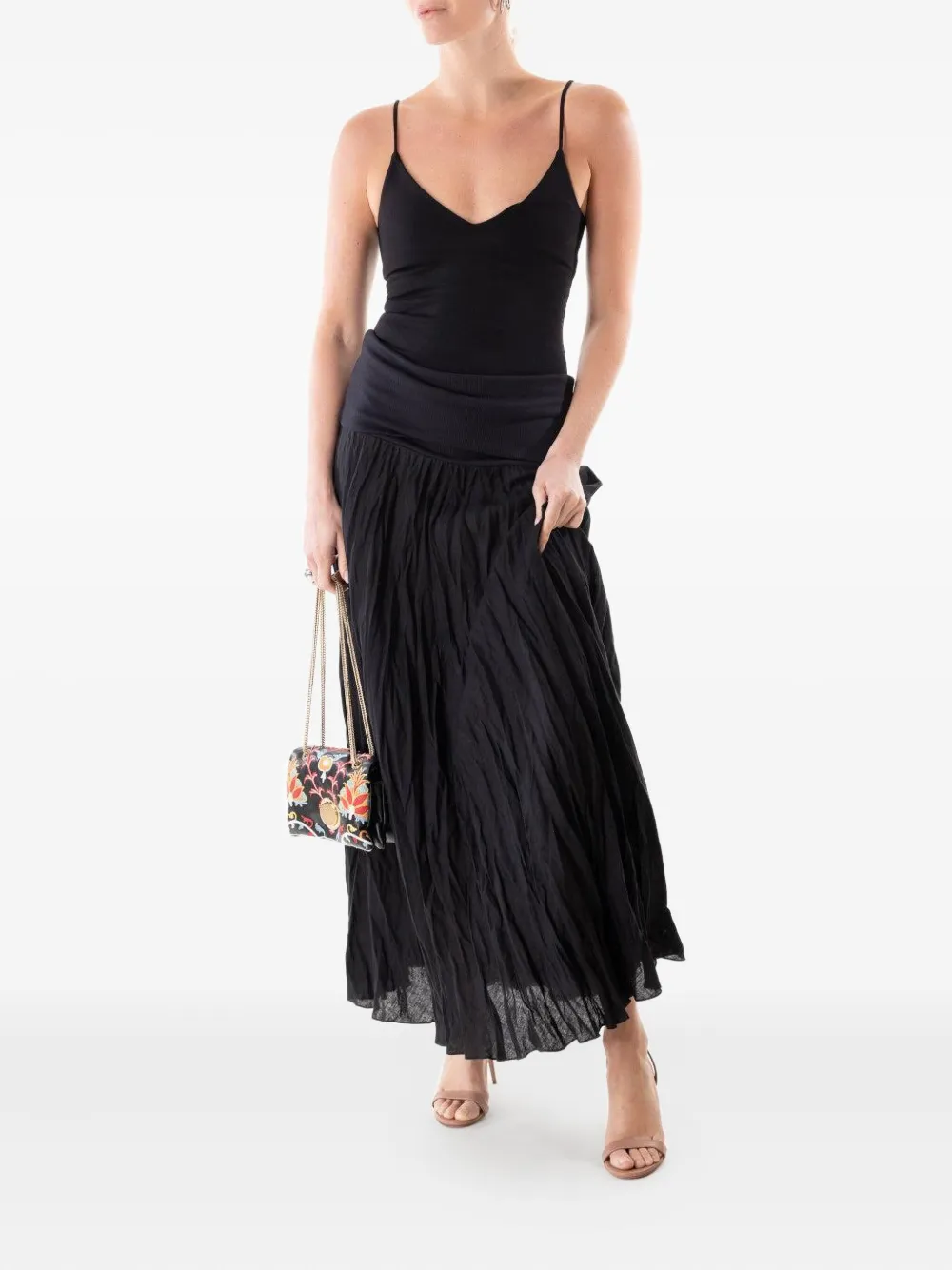 Johanna Ortiz pleated elastic-waist skirt - Zwart