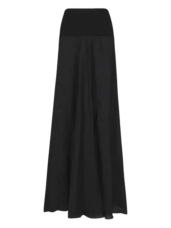 Johanna Ortiz Pleated Elastic-waist Skirt in Black