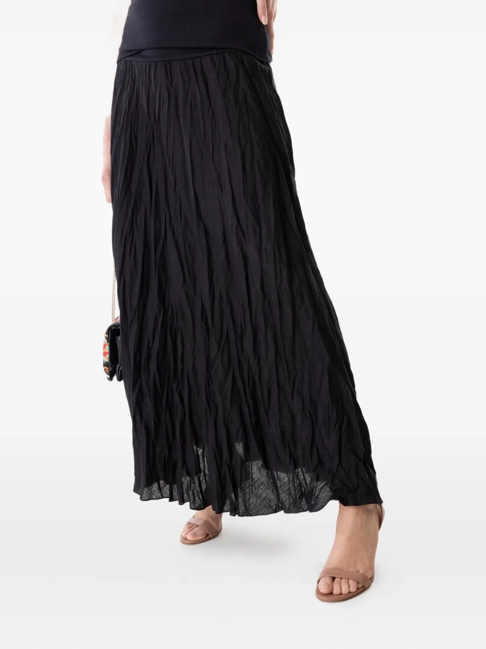 Johanna Ortiz Pleated Elastic-waist Skirt In Black