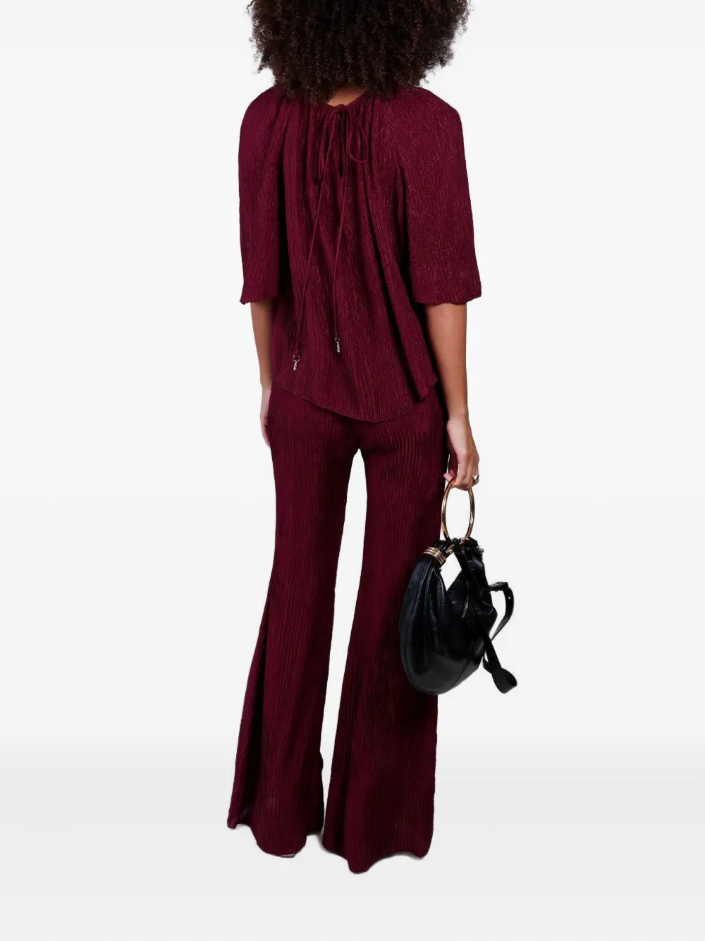 Gabriela Hearst Pleated Drawstring-waist Pants In Burgundy