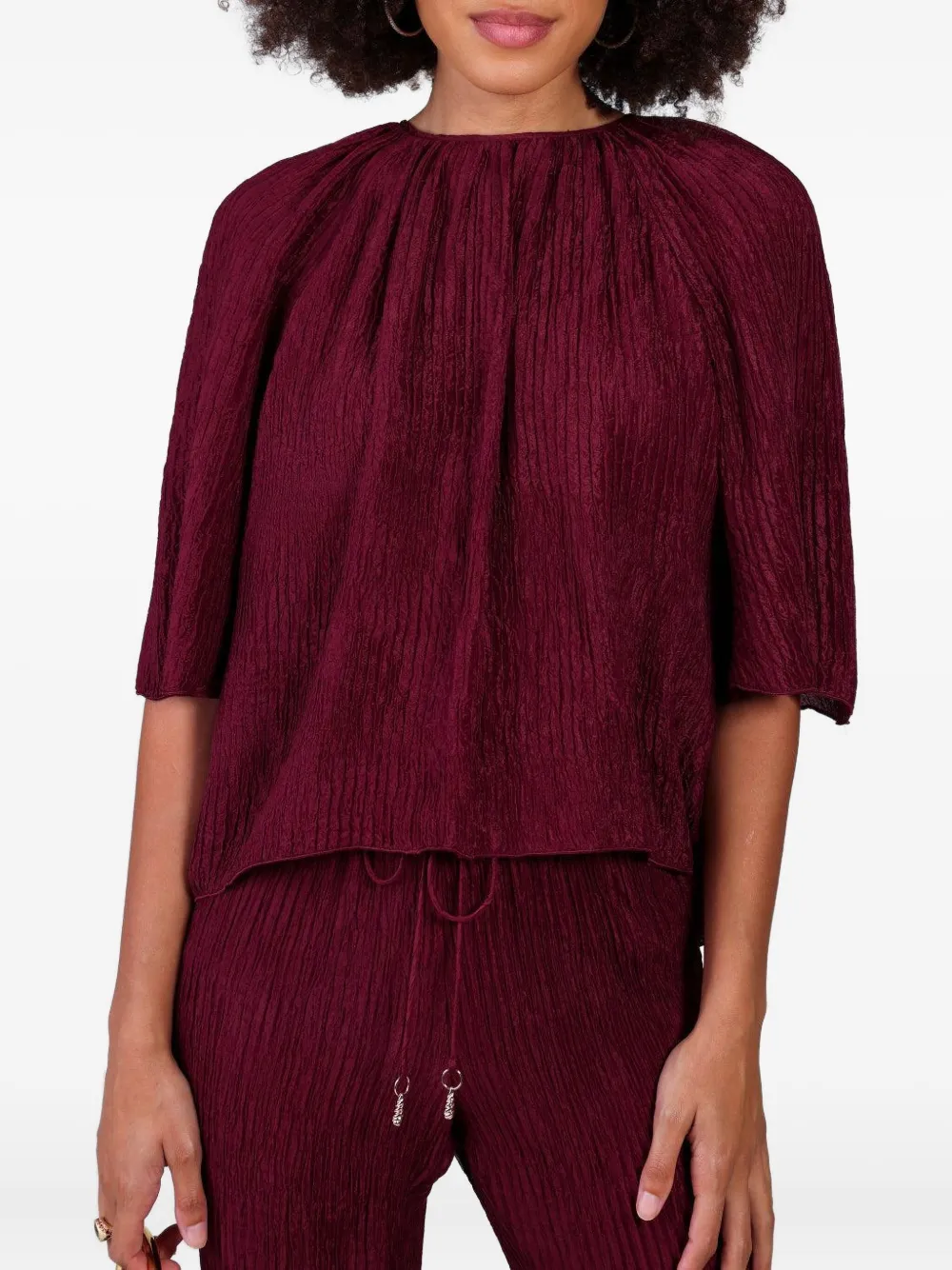 Gabriela Hearst Pleated Drawstring-waist Pants In Burgundy
