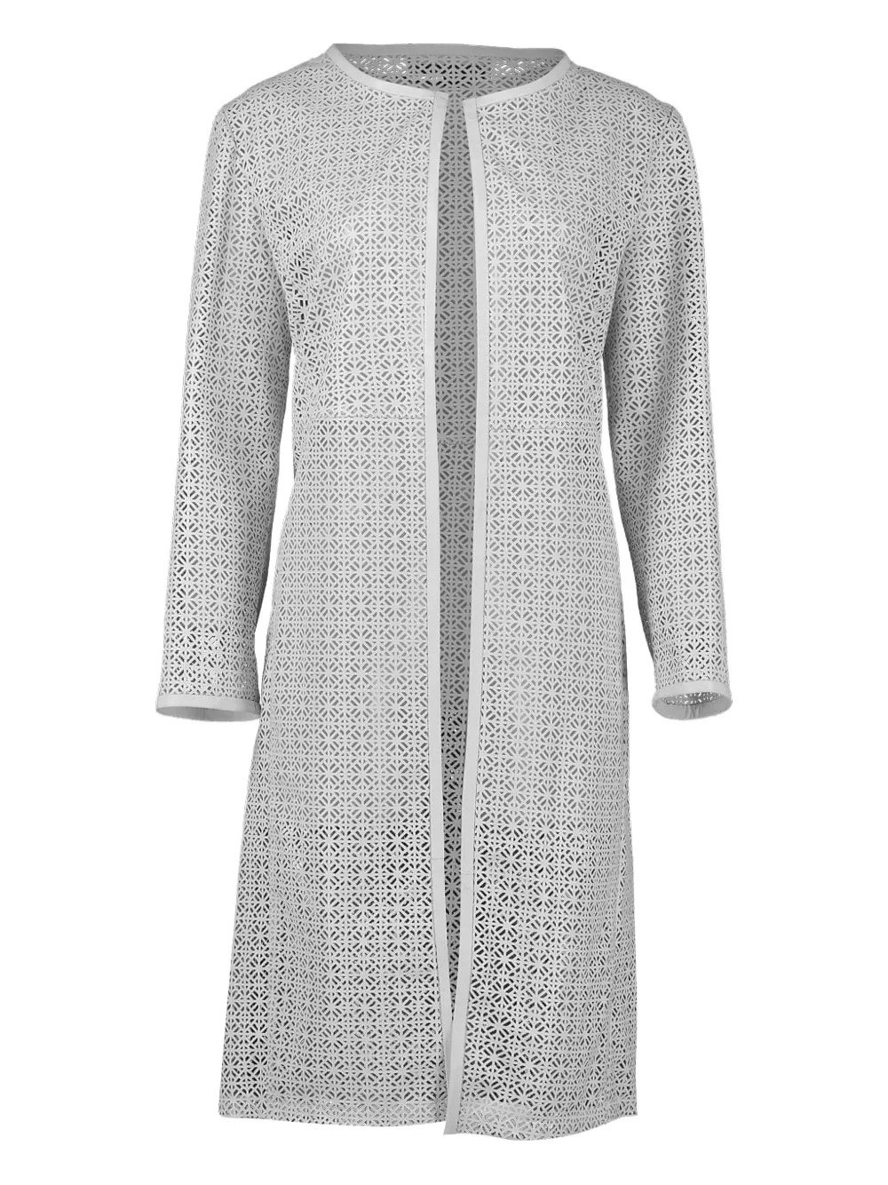 Susan Bender Laser-cut Duster Coat In Gray