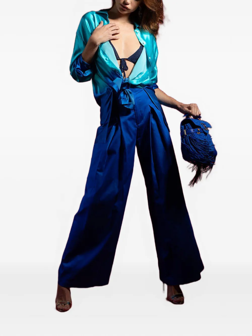 Alejandra Alonso Rojas crochet-knit triangle bralette Blauw