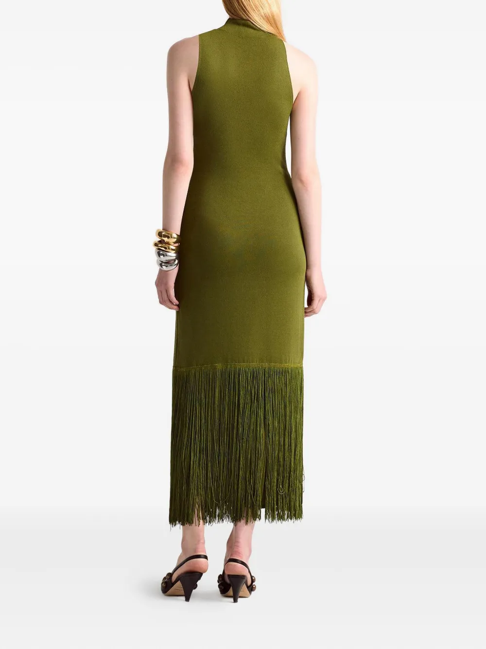 Altuzarra Cash mock-neck fringe dress Groen