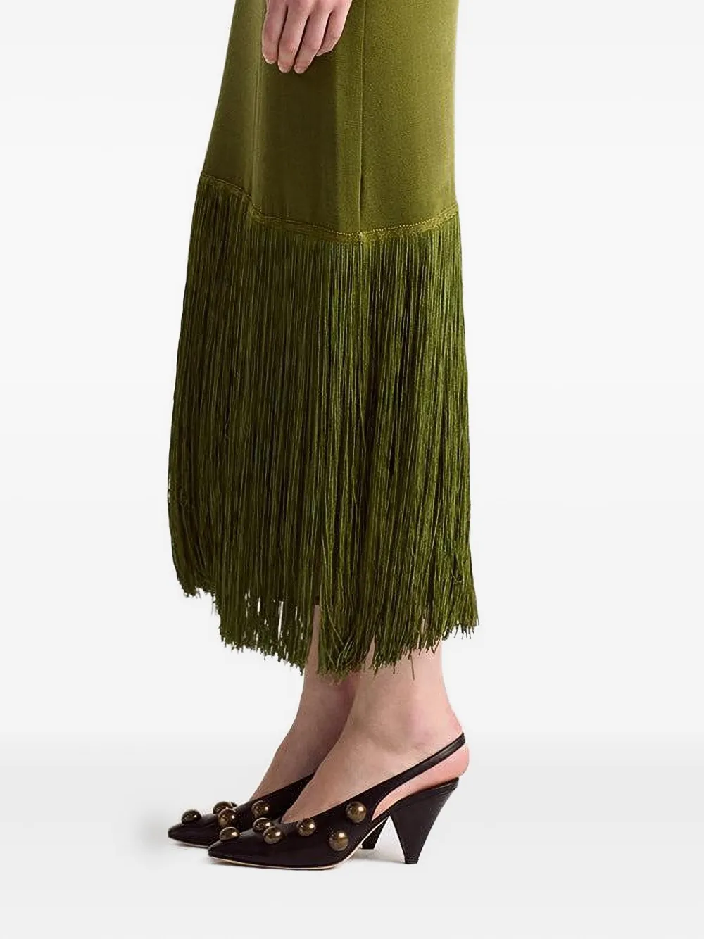 Altuzarra Cash mock-neck fringe dress Groen