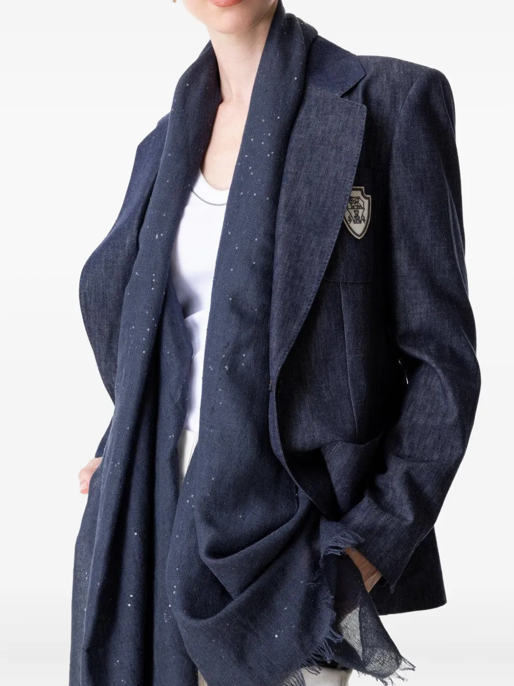 Brunello Cucinelli sequin-embellished fringed scarf | Image 2