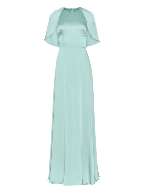 Lela Rose capele-sleeve plissé gown