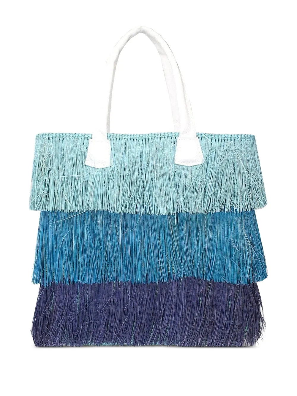 Sensi Studio Fringed Three-tone Tote Bag In Blue