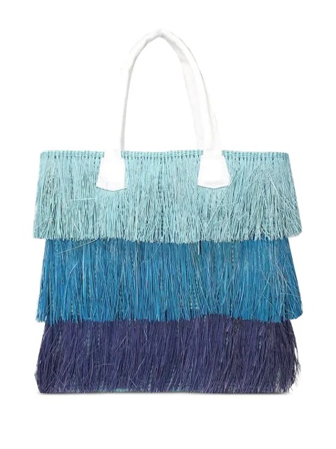 Sensi Studio fringed three-tone tote bag