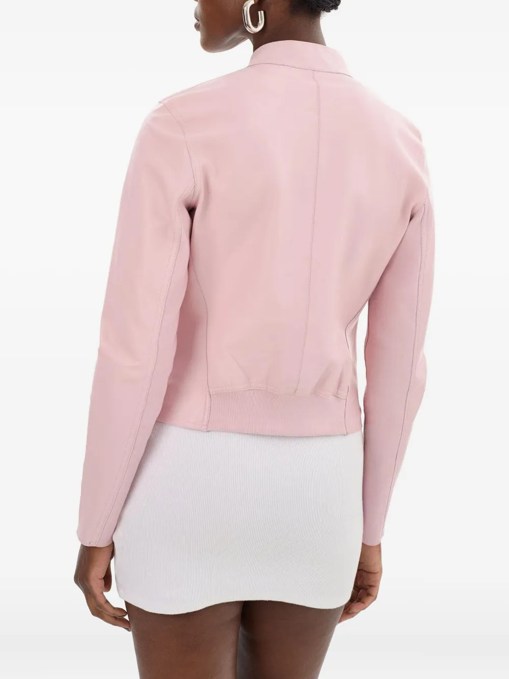 Lamarque Chapin Zip-front Leather Jacket In Pink