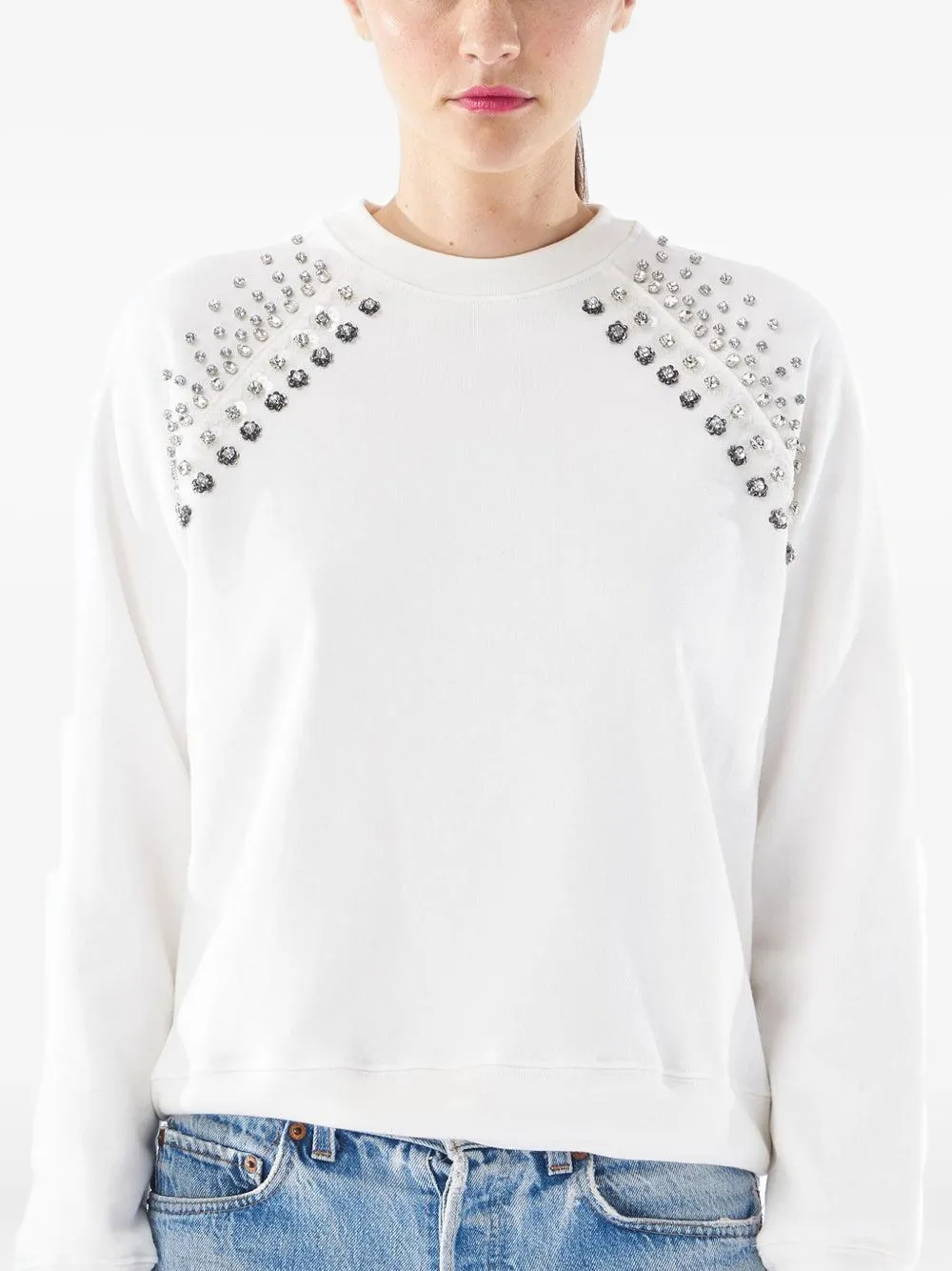 Le Superbe Crystal-embellished Sweatshirt In White
