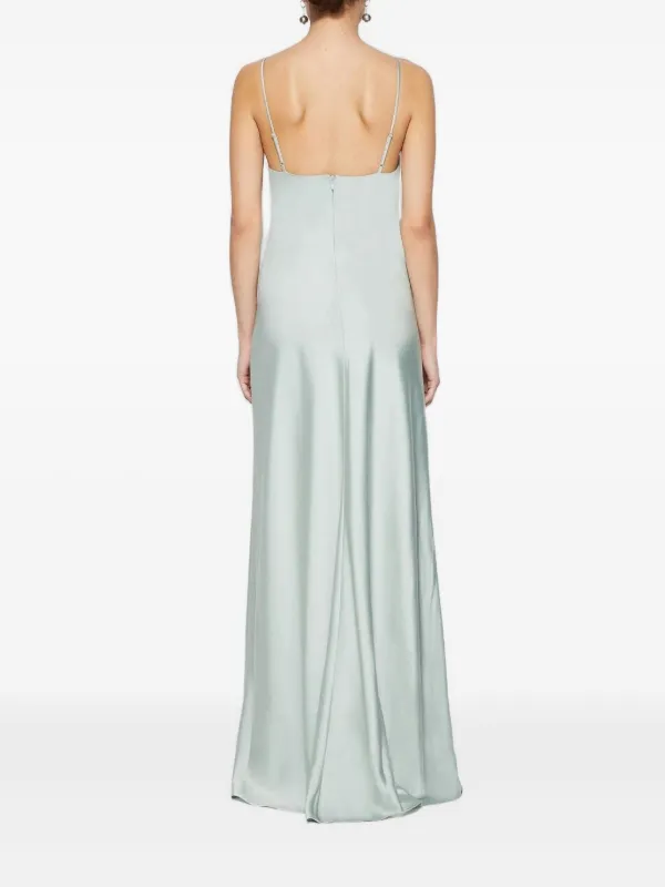 Simkhai Finley Cowl-neck Satin Gown - Green
