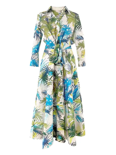 Sara Roka Dralla palm-print belted shirt dress