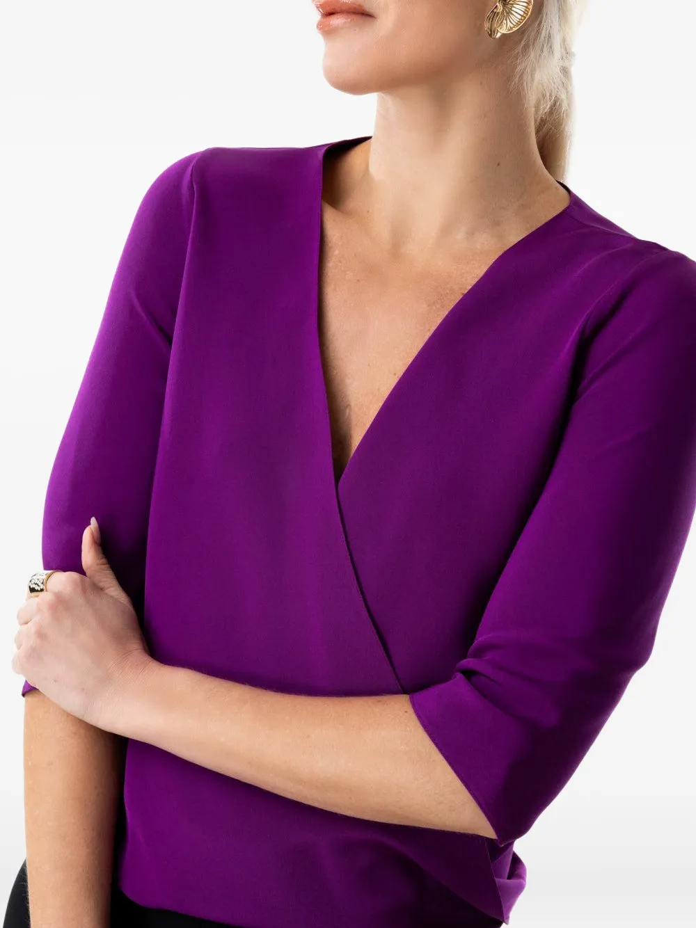Peter Cohen Game Wrap-neck Blouse In Purple