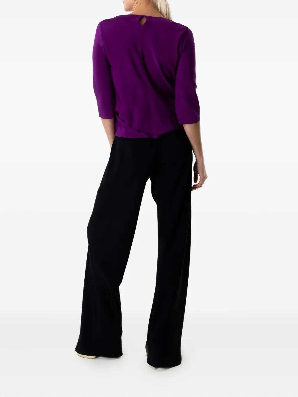 Peter Cohen Game Wrap-neck Blouse In Purple