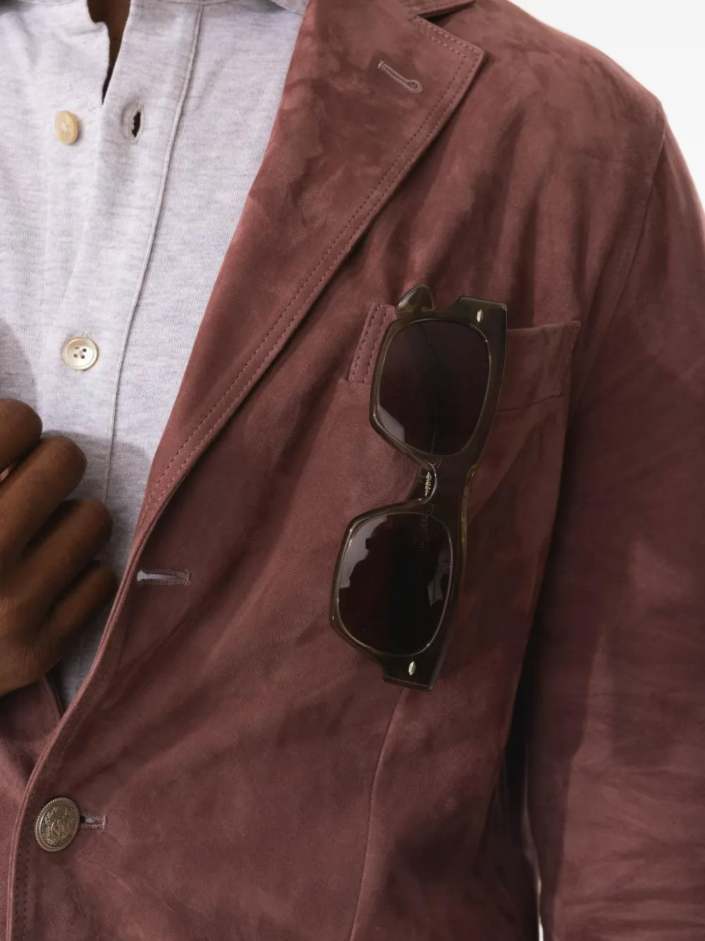 Eleventy suede single-breasted blazer Rood