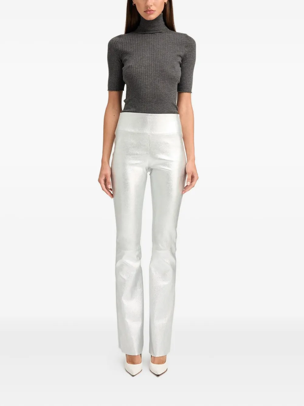 Sprwmn metallic flare trousers - Zilver