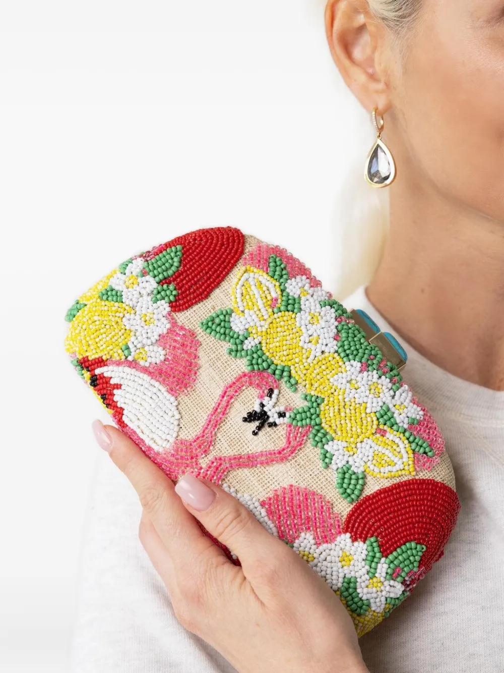 SERPUI Mia Flamingo clutch bag - Beige