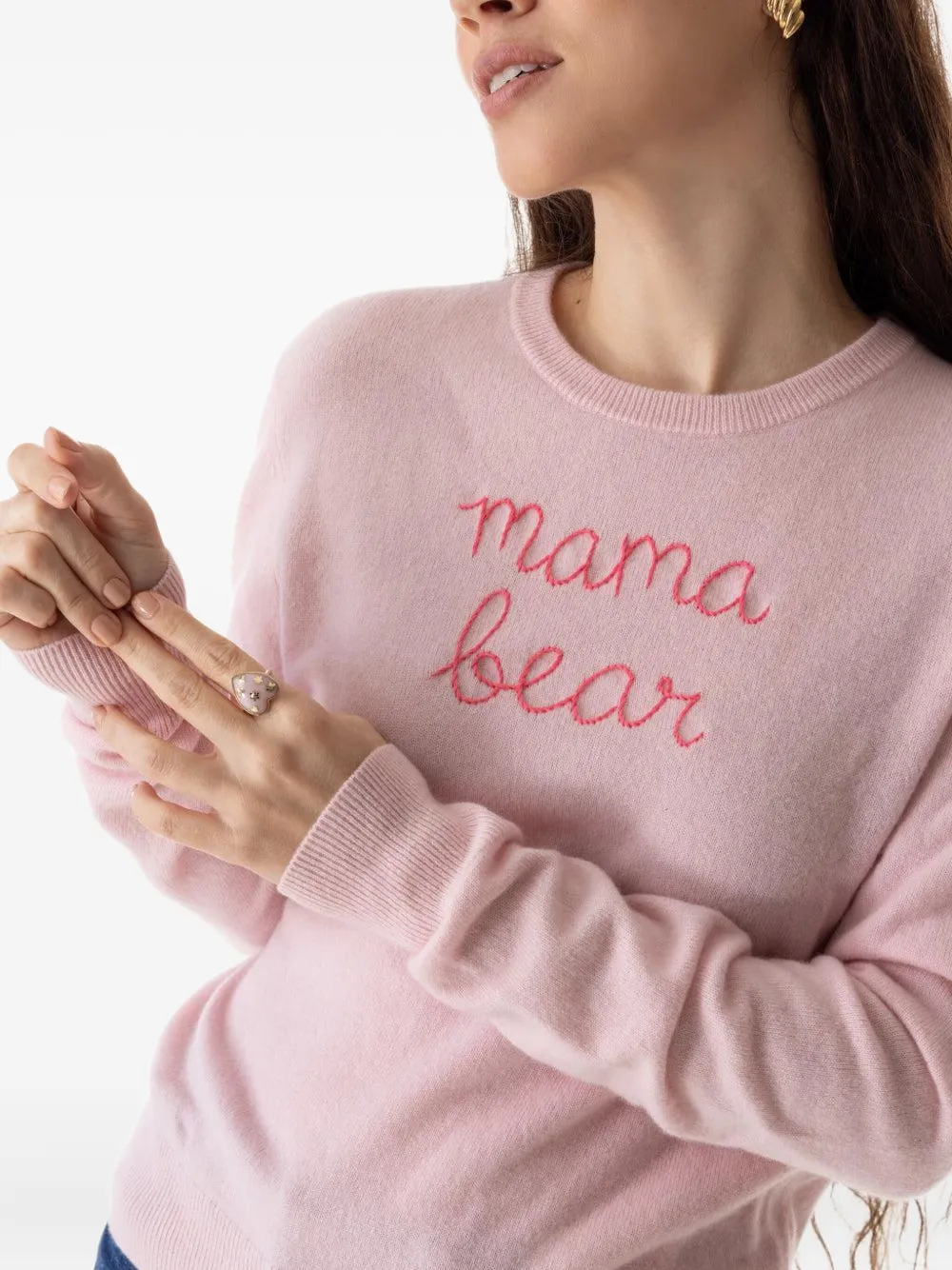 Lingua Franca Mama Bear Crew-neck Sweater In Pink