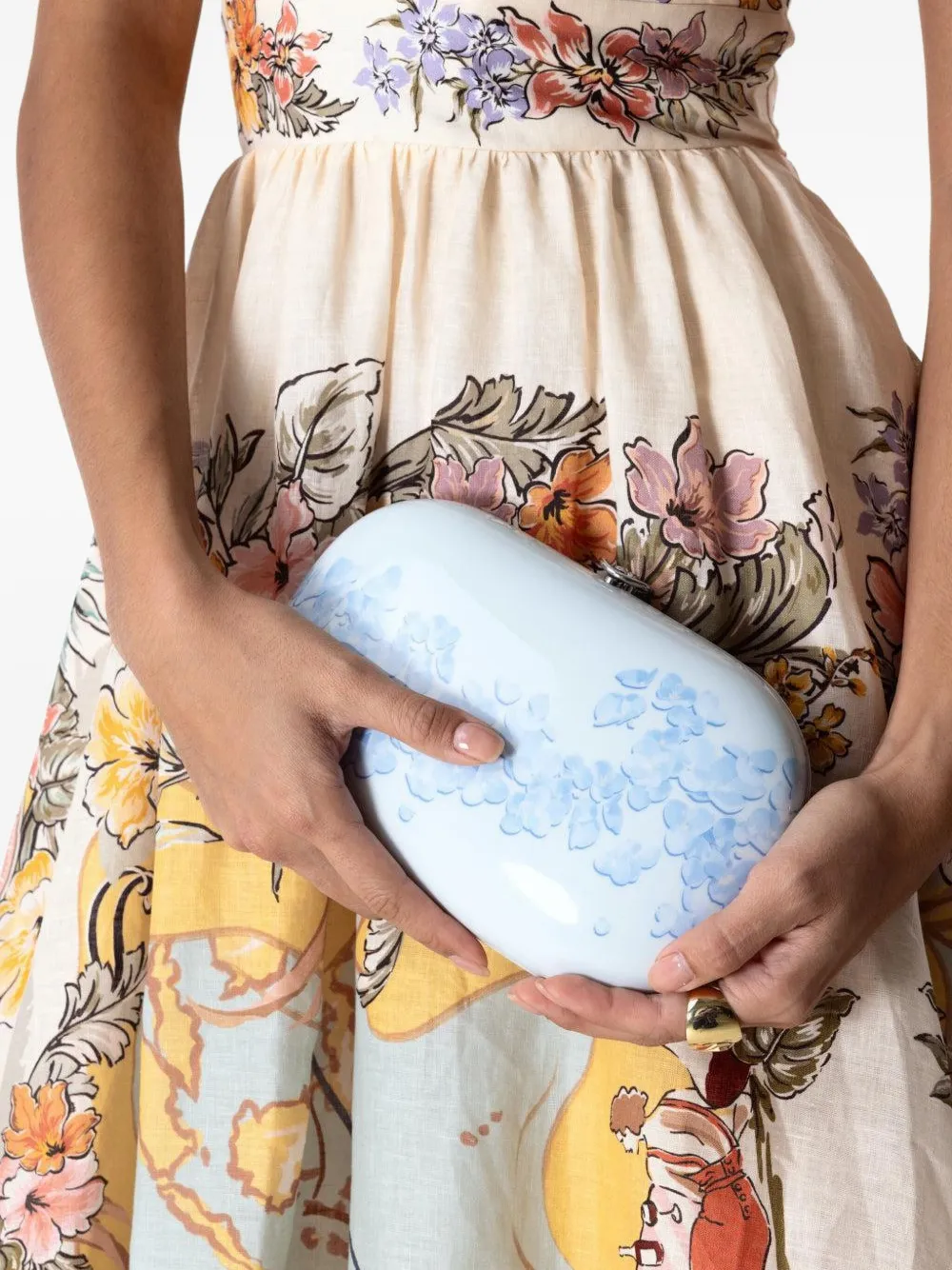 Jeffrey Levinson Elina Plus blossom-print clutch Blauw