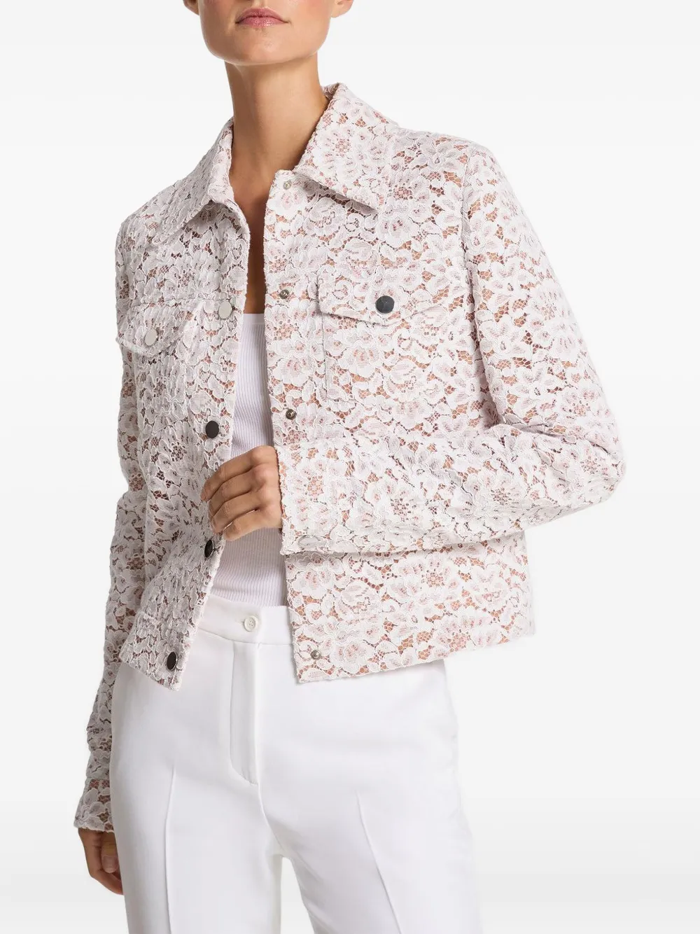 Michael Kors Floral-lace Jacket In White