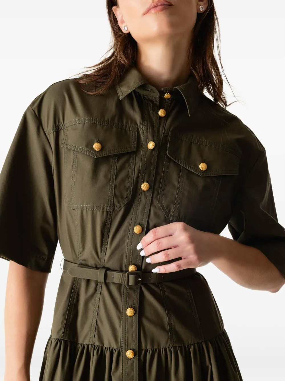 Adam Lippes Edie Belted Midi Dress In Green