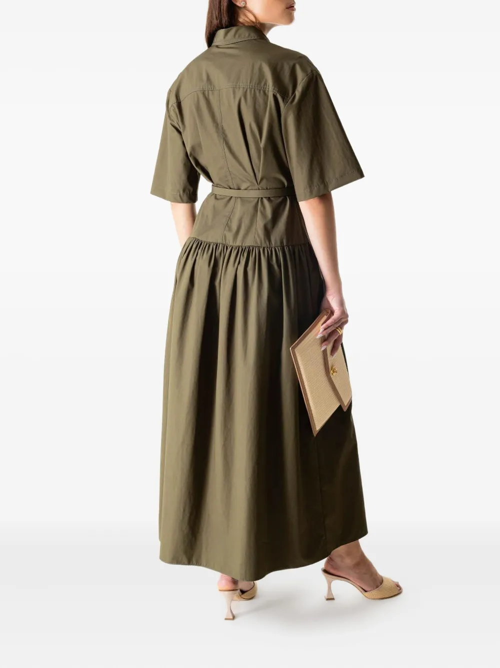 Adam Lippes Edie Belted Midi Dress In Green