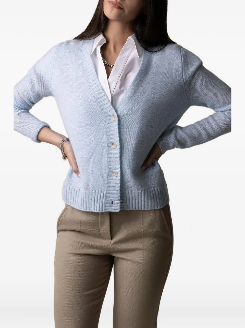 Allude v-neck buttoned cardigan Blauw