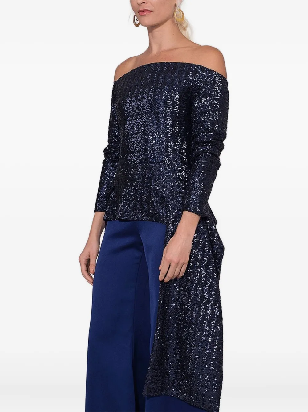  Roland Mouret Sequin-embellished Off-shoulder Top - Blue 