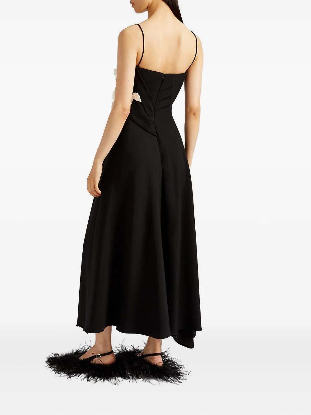 Erdem Floral-embellished Draped Maxi Dress In Black