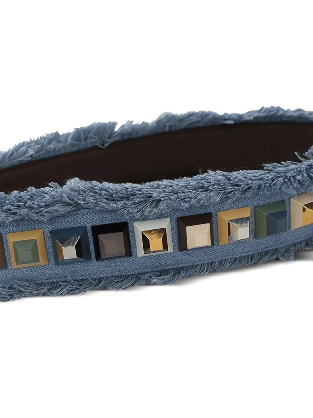 Fendi You Purse Fringed Studded Strap In Blue