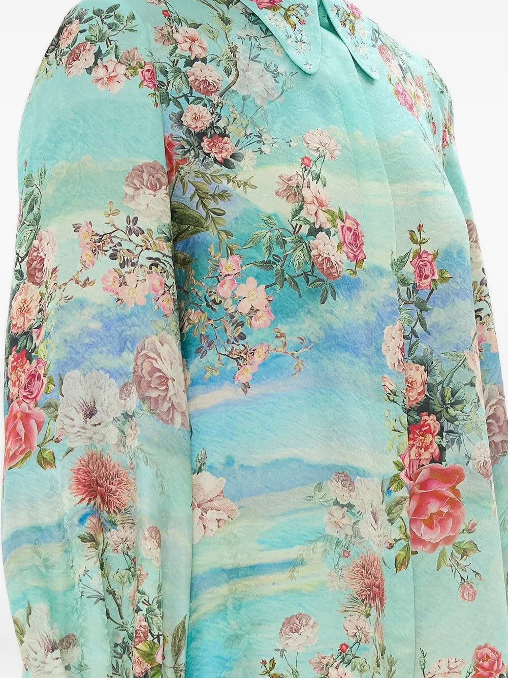 Camilla floral-print curved-collar blouse Groen