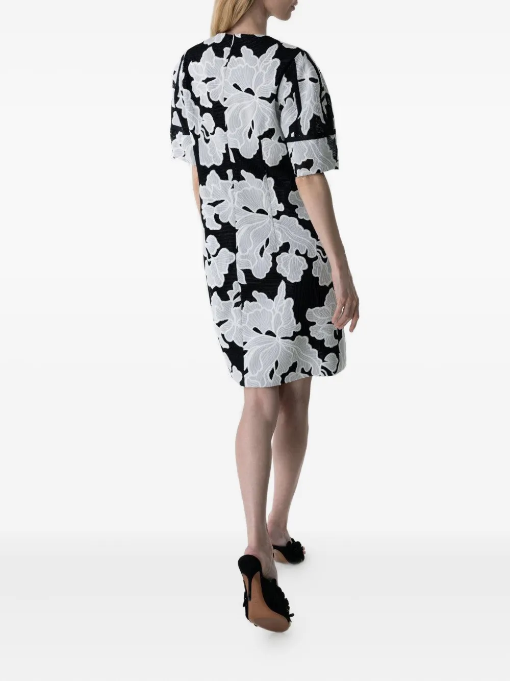 Lela Rose floral-embroidered mini dress Wit