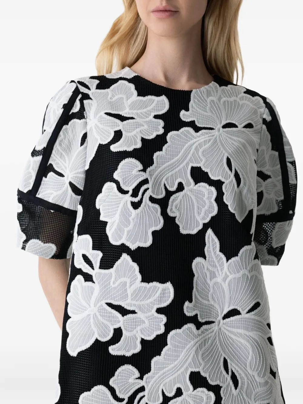 Lela Rose floral-embroidered mini dress Wit