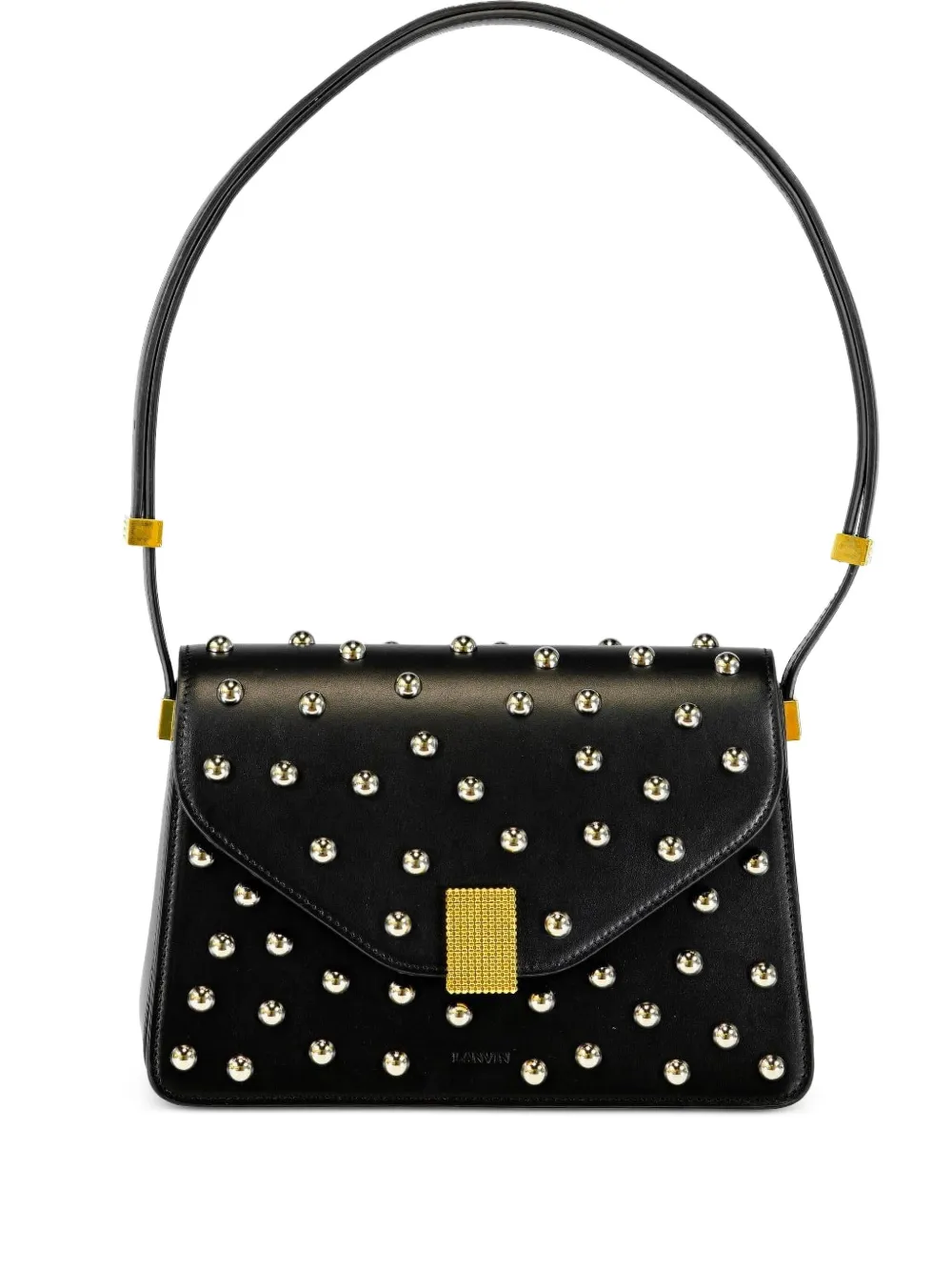 Lanvin Small Concreto Stud-embellished Flap Shoulder Bag In Black