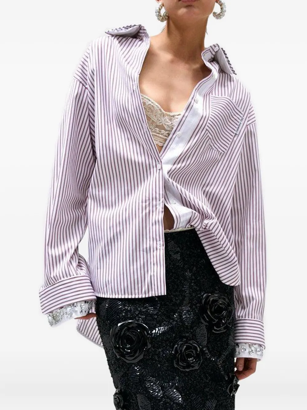 DES PHEMMES striped shirt Wit