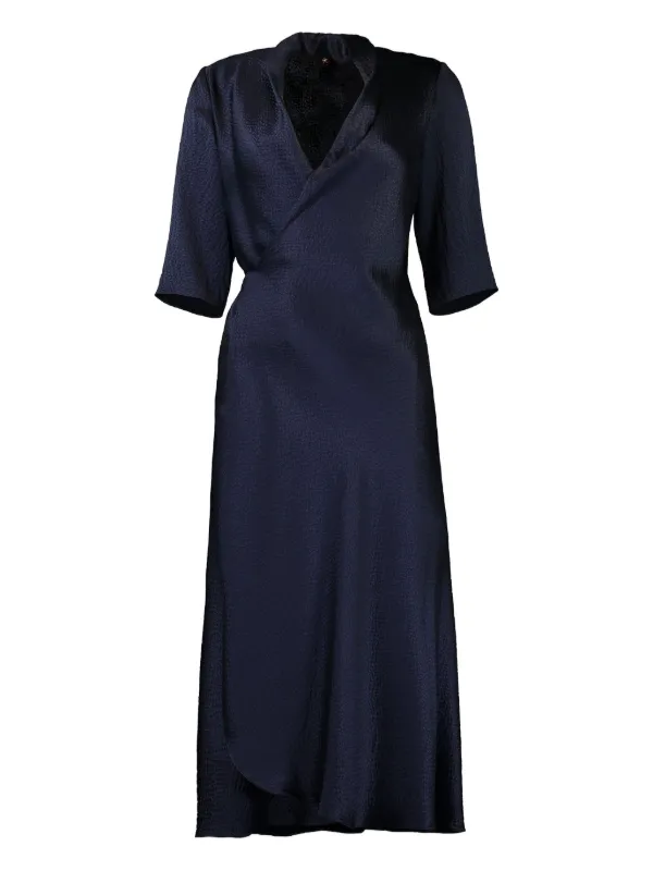 wrap effect midi dress Peter Cohen wrap-effect Midi Dress | Blue