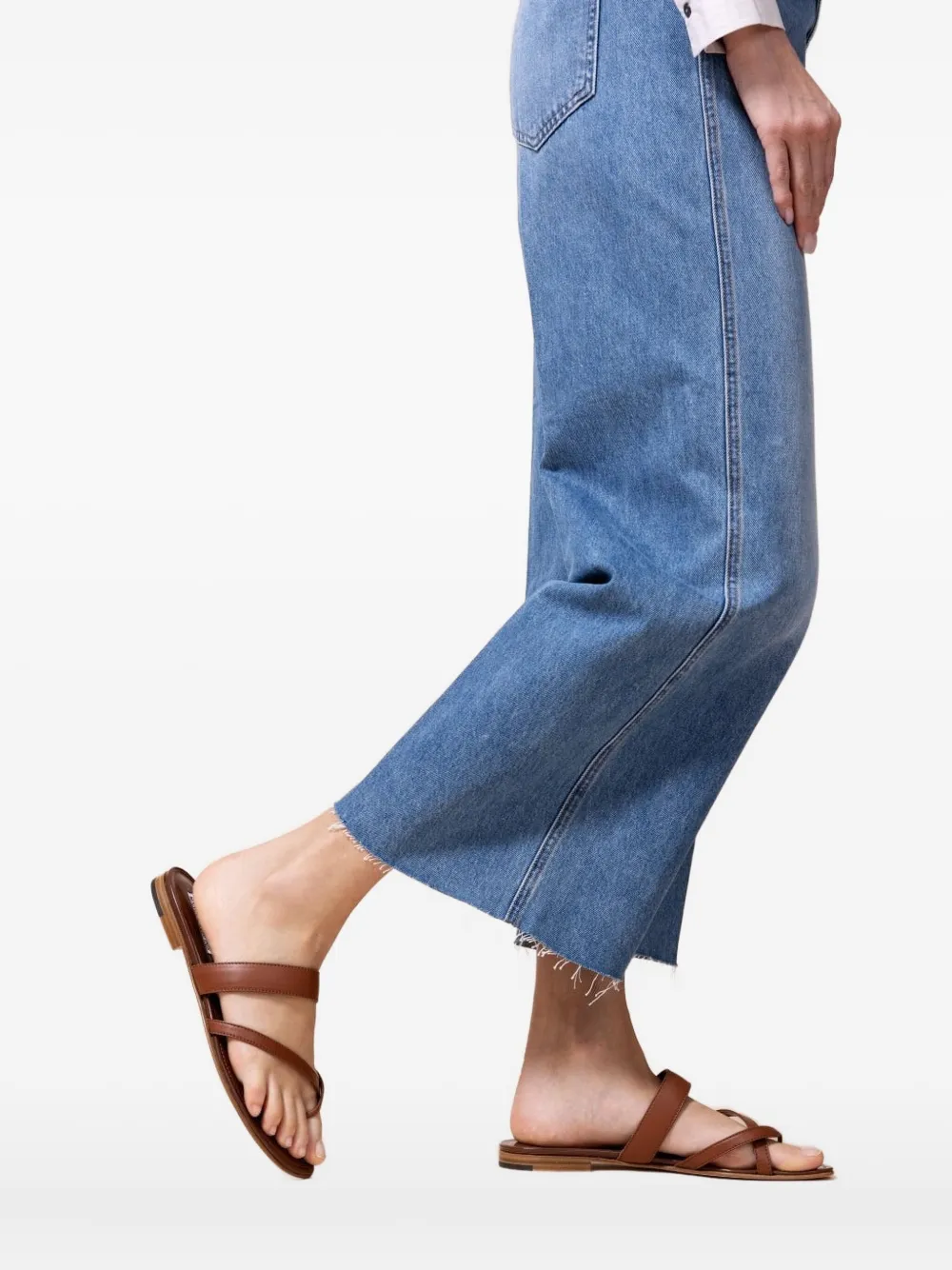 Manolo Blahnik Leather Flat Sandals In Red