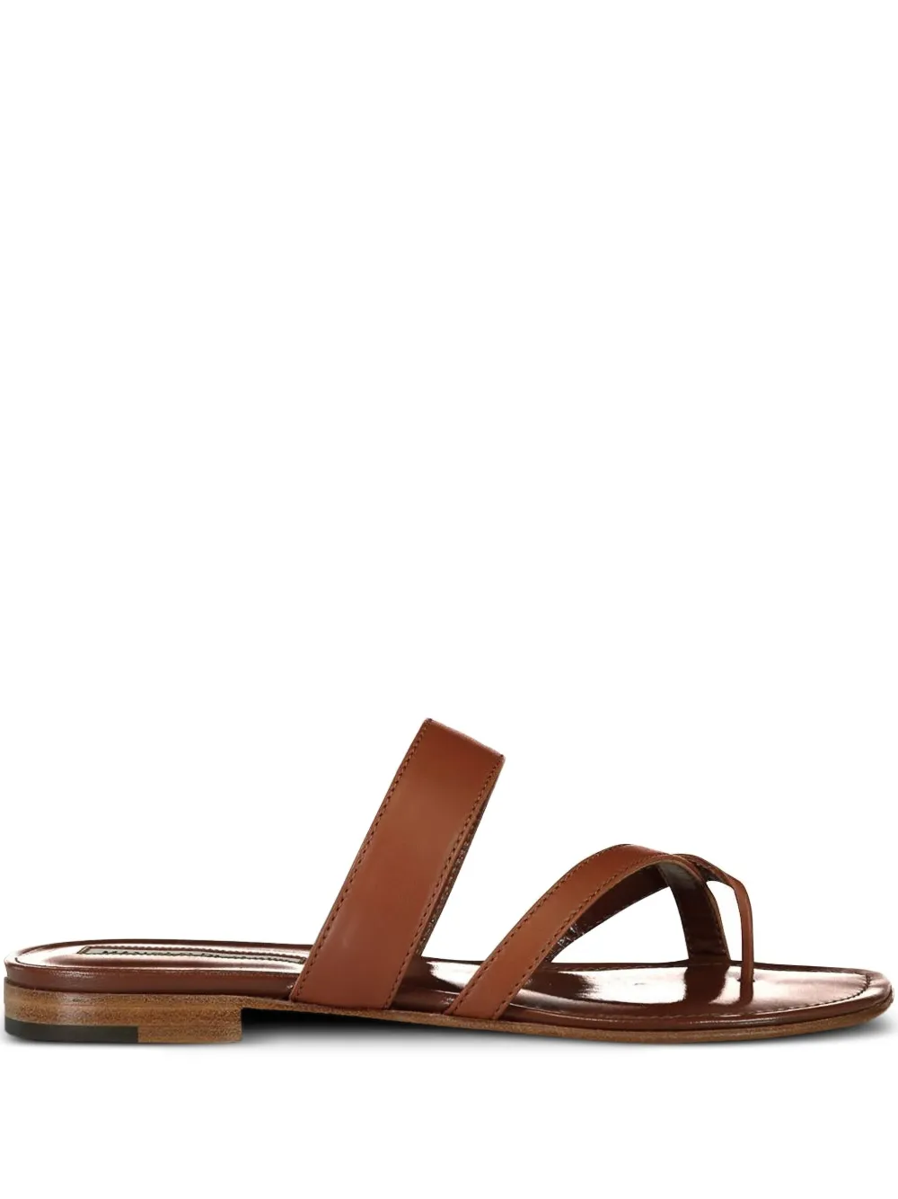 Manolo Blahnik Leather Flat Sandals In Red