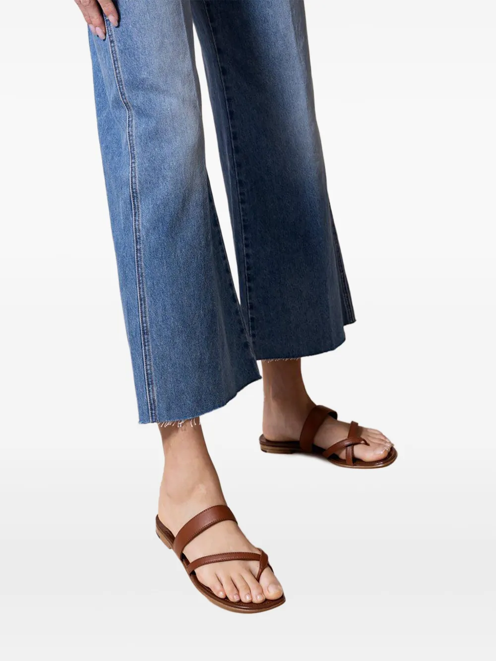 Manolo Blahnik Leather Flat Sandals In Red