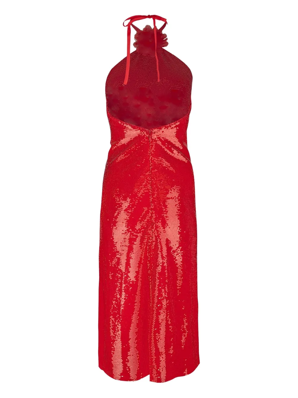 LE SUPERBE Kaia halterneck sequinned dress Rood