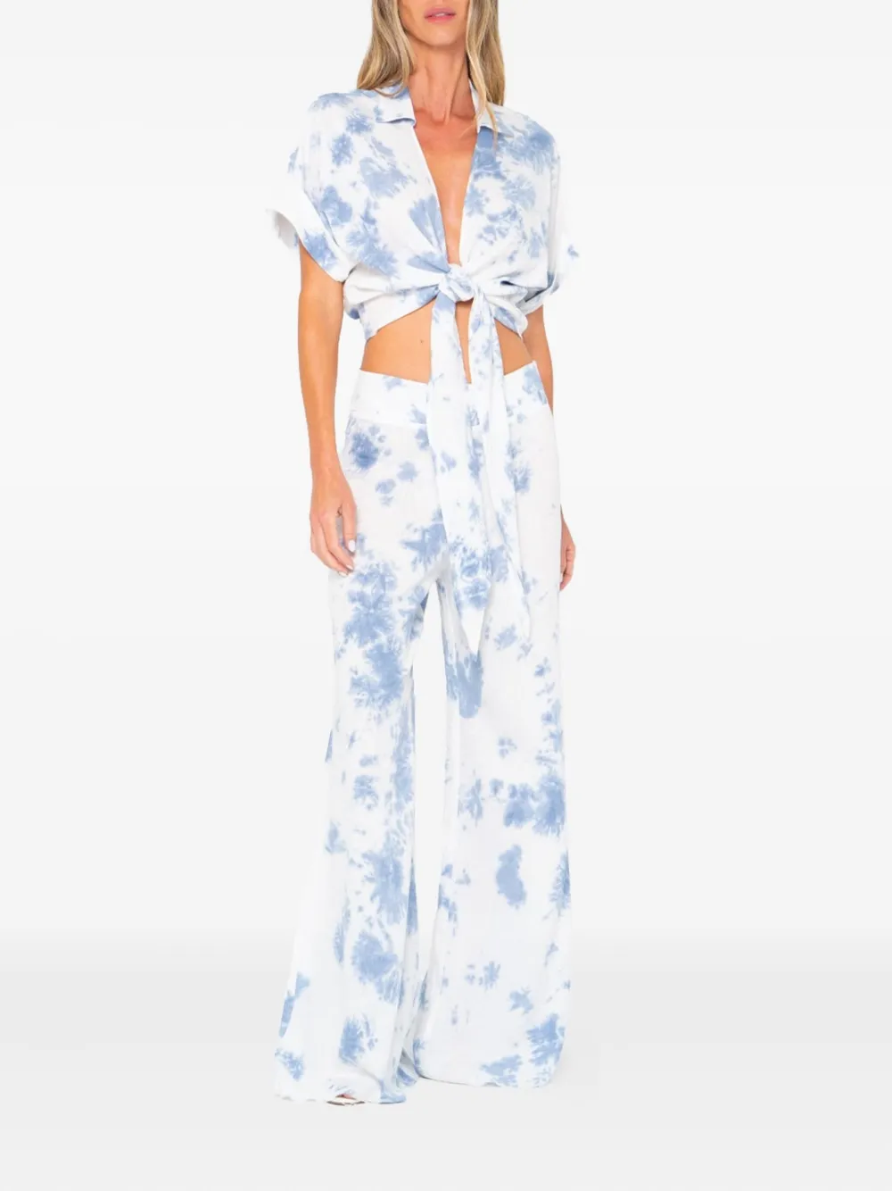 JBQ Martina tie-dye wide-leg trousers - Wit