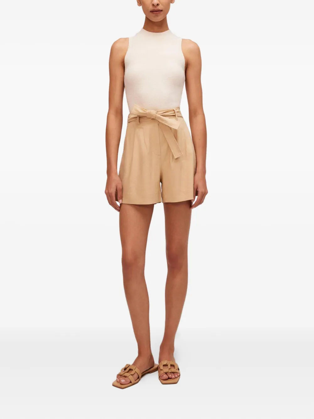 Simkhai Fletcher Pleated Belted Shorts In Brown