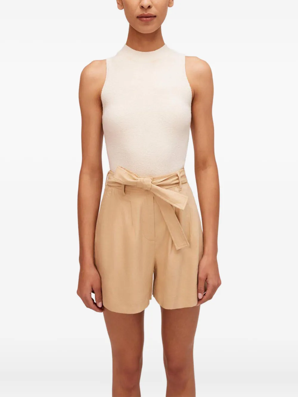 Simkhai Fletcher Pleated Belted Shorts In Brown