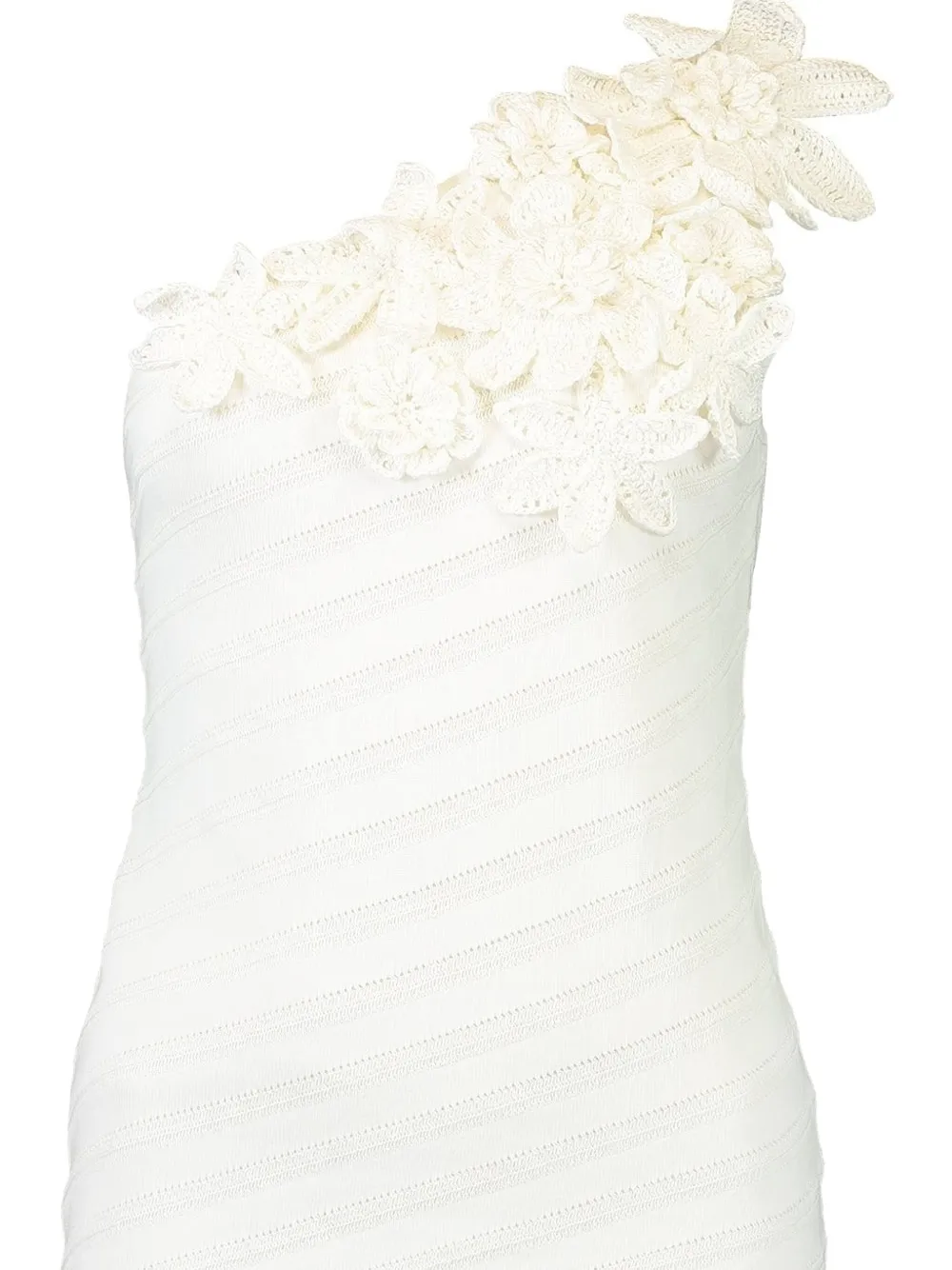Figue Capucine Floral-embellished One-shoulder Top In White