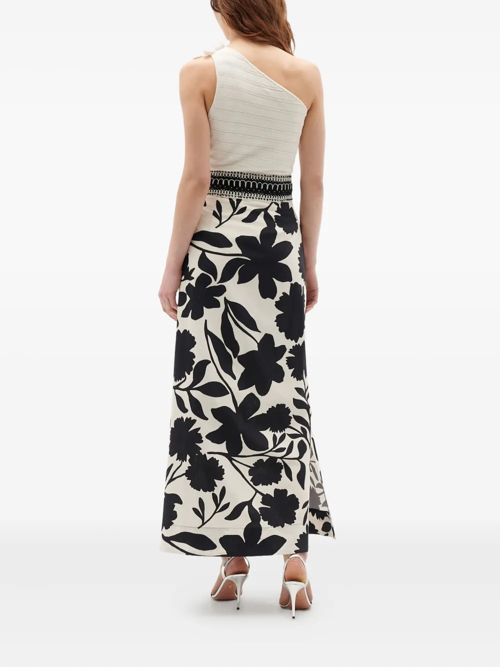Figue Capucine Floral-embellished One-shoulder Top In White