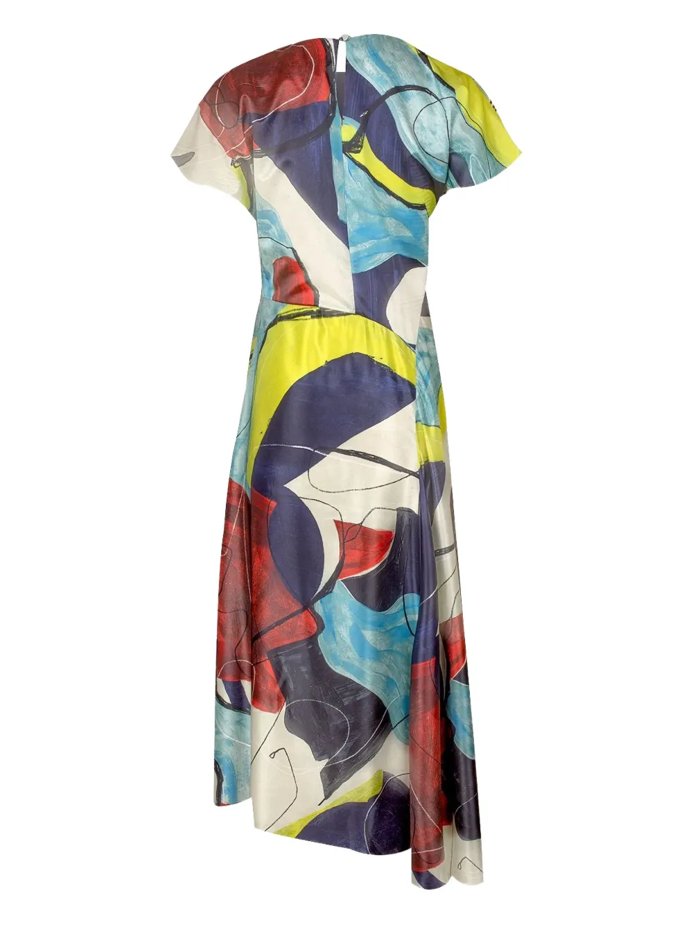  Roksanda Abstract-print Asymmetric Dress - Blue 