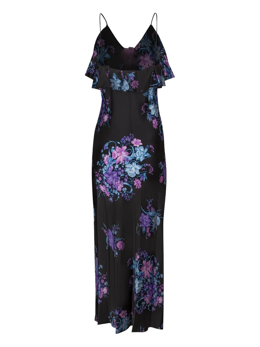 Rodarte Floral-print Ruffled Maxi Dress In Blue