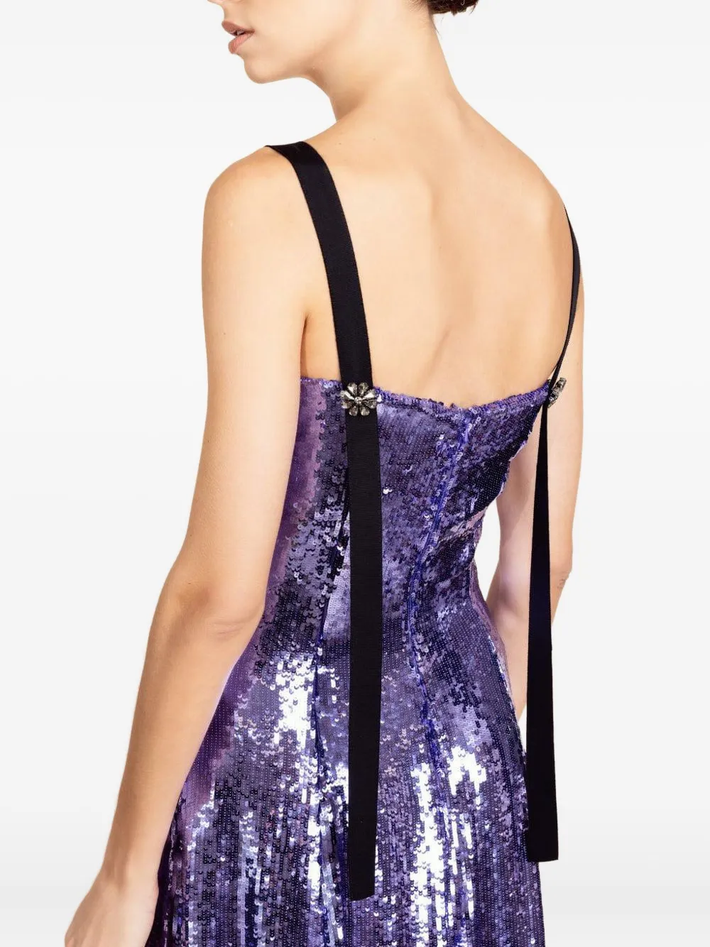 Adam Lippes Giovanna Sequin-embellished Midi Dress In Blue