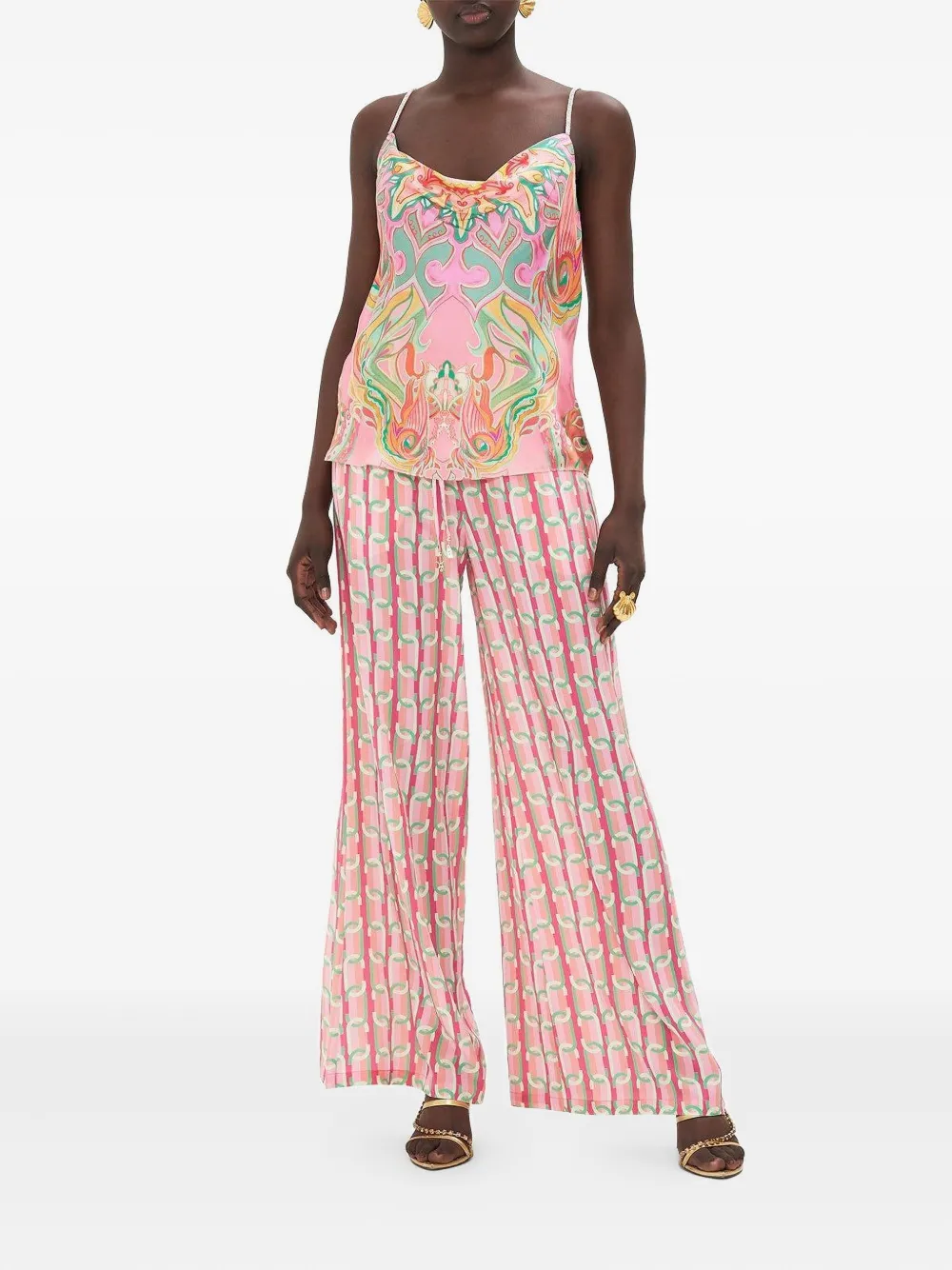 Camilla Bias Cami Tea crystal-embellished top - Roze